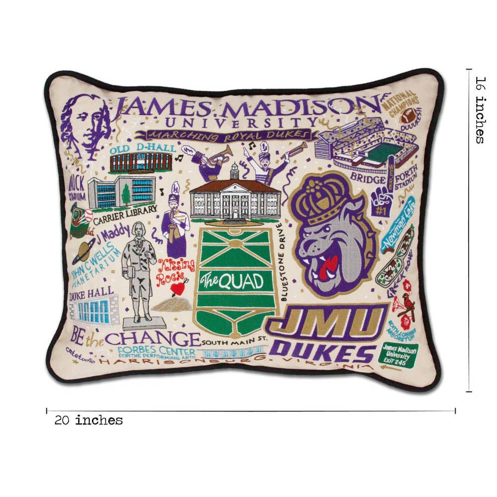 James Madison University Collegiate Embroidered Pillow by CatStudio by Quirks! at Shirley Shoppe