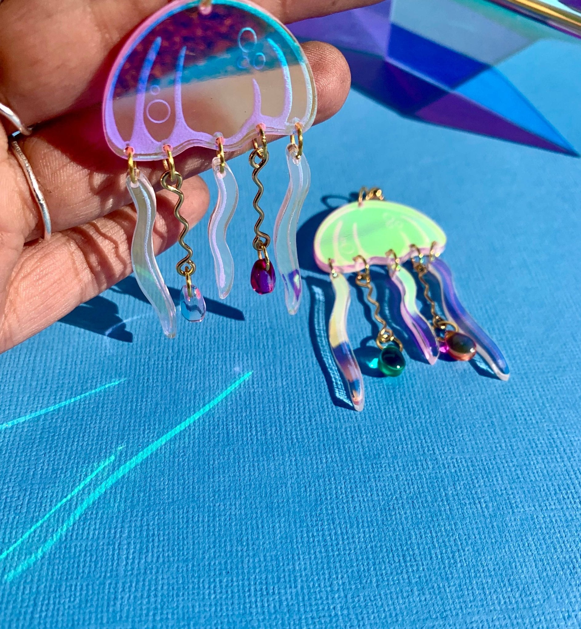 Jellyfish Acrylic Statement Earrings by Quirks! at Shirley Shoppe