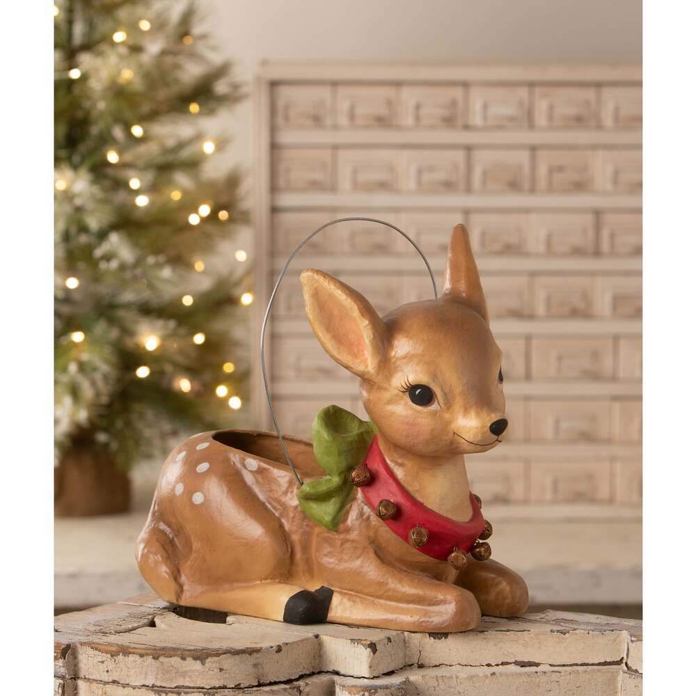 Jingle Bell Reindeer Bucket by Bethany Lowe Designs by Quirks! at Shirley Shoppe