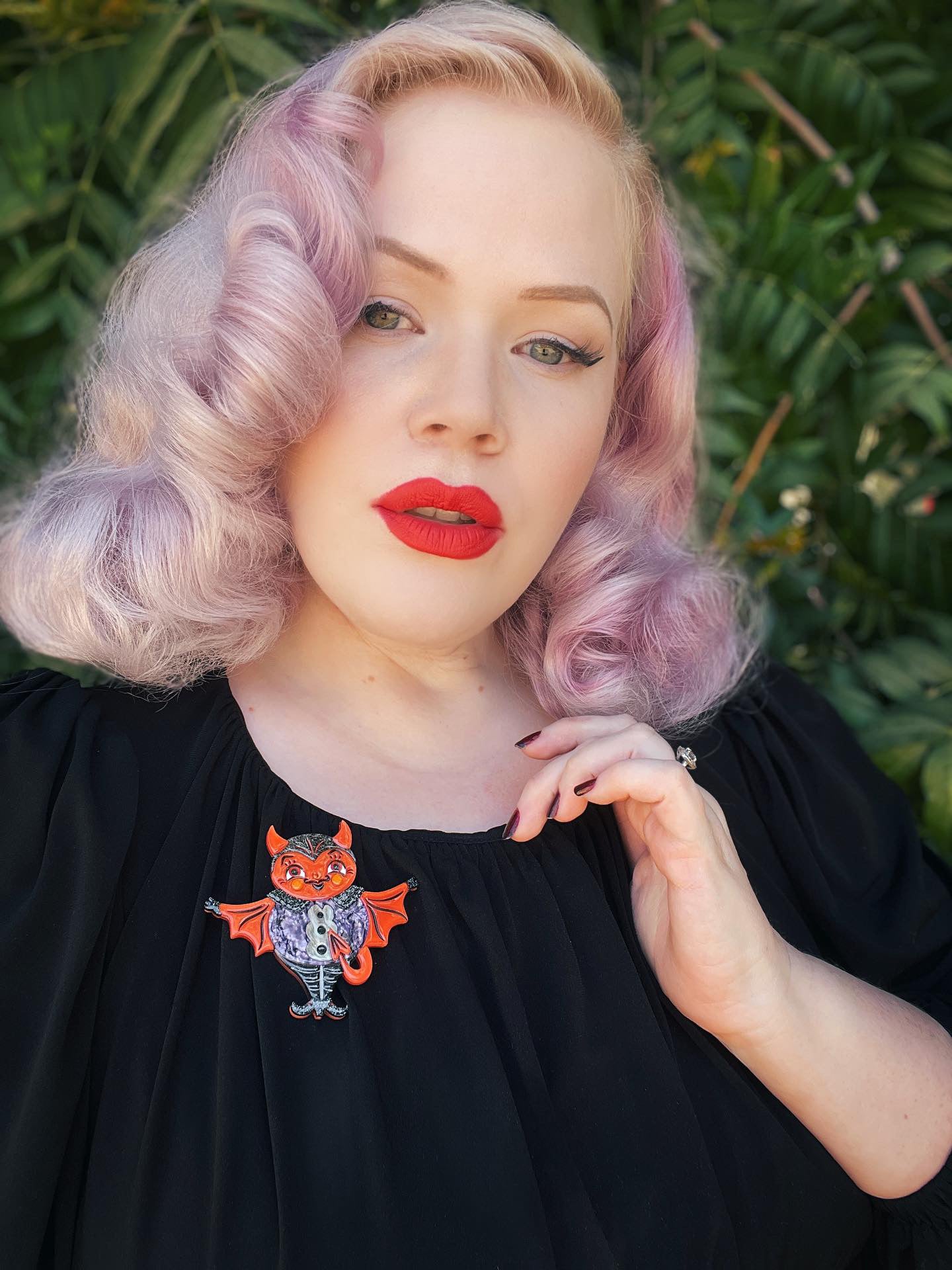 Naughty Nash Brooch by Johanna Parker x Lipstick & Chrome — Halloween Acrylic Cat Pin