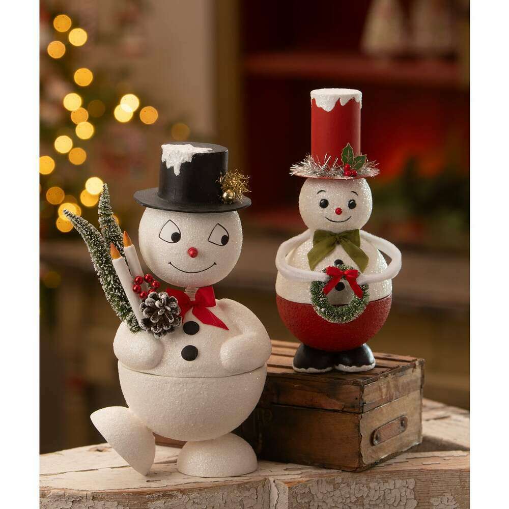 Jolly Bobble Snowman Container | Bethany Lowe | Christmas Decor
