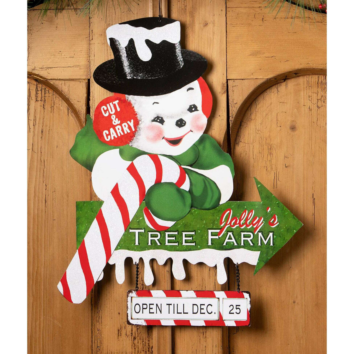 Jolly's Tree Farm Snowman Sign | Vintage Inspired Christmas Decor | Bethany Lowe SHIPS MID NOVEMBER