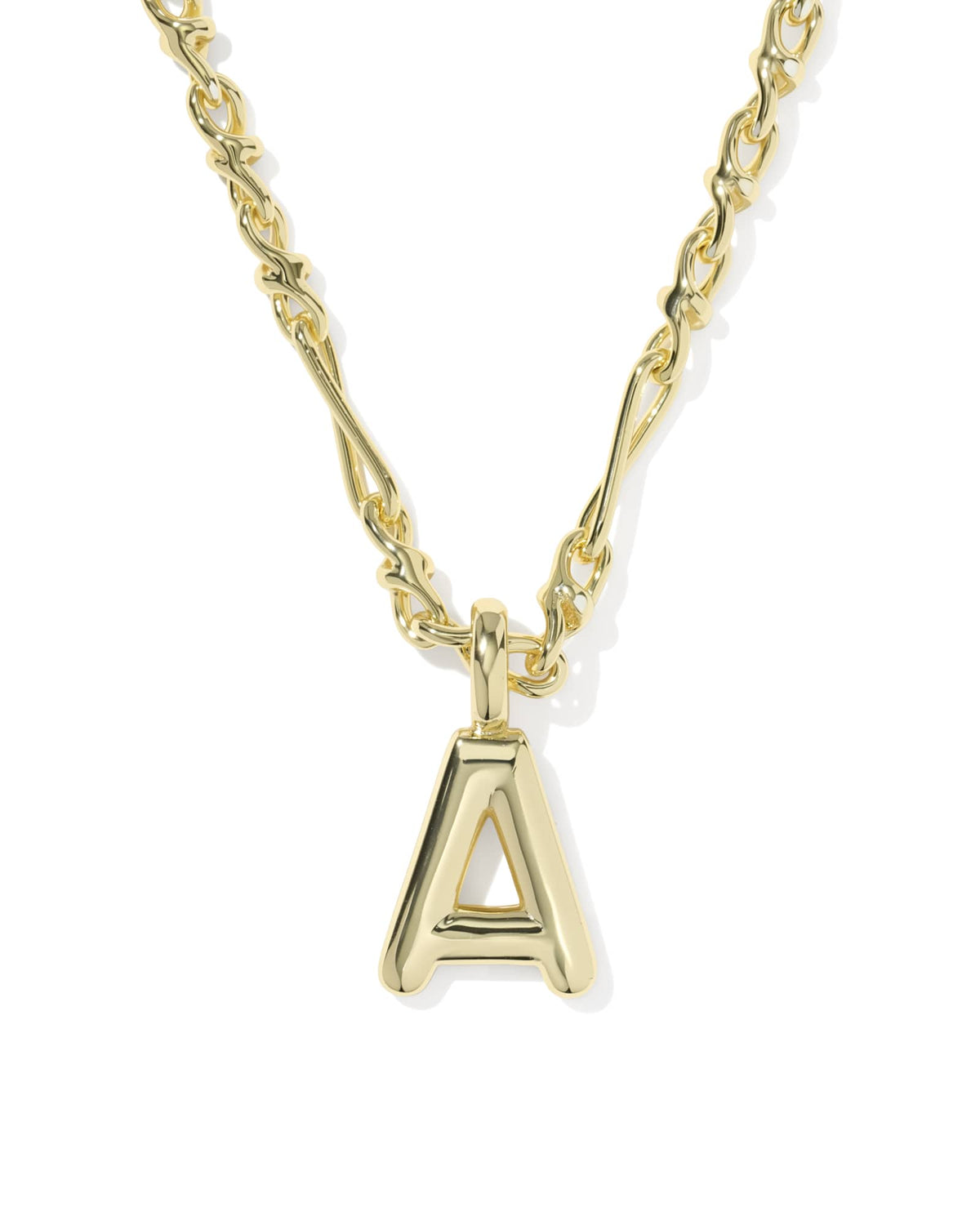 Bubble Letter A Gold Short Pendant Necklace
