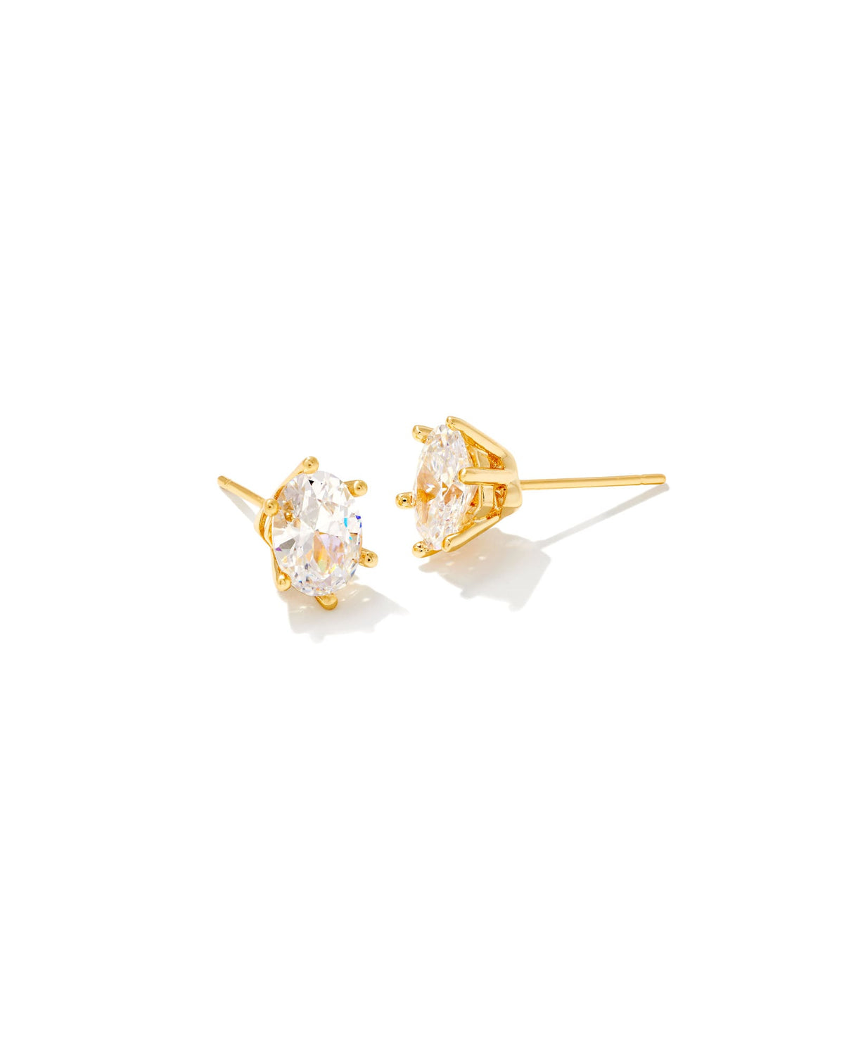 Cailin Gold Crystal Stud Earrings in White CZ