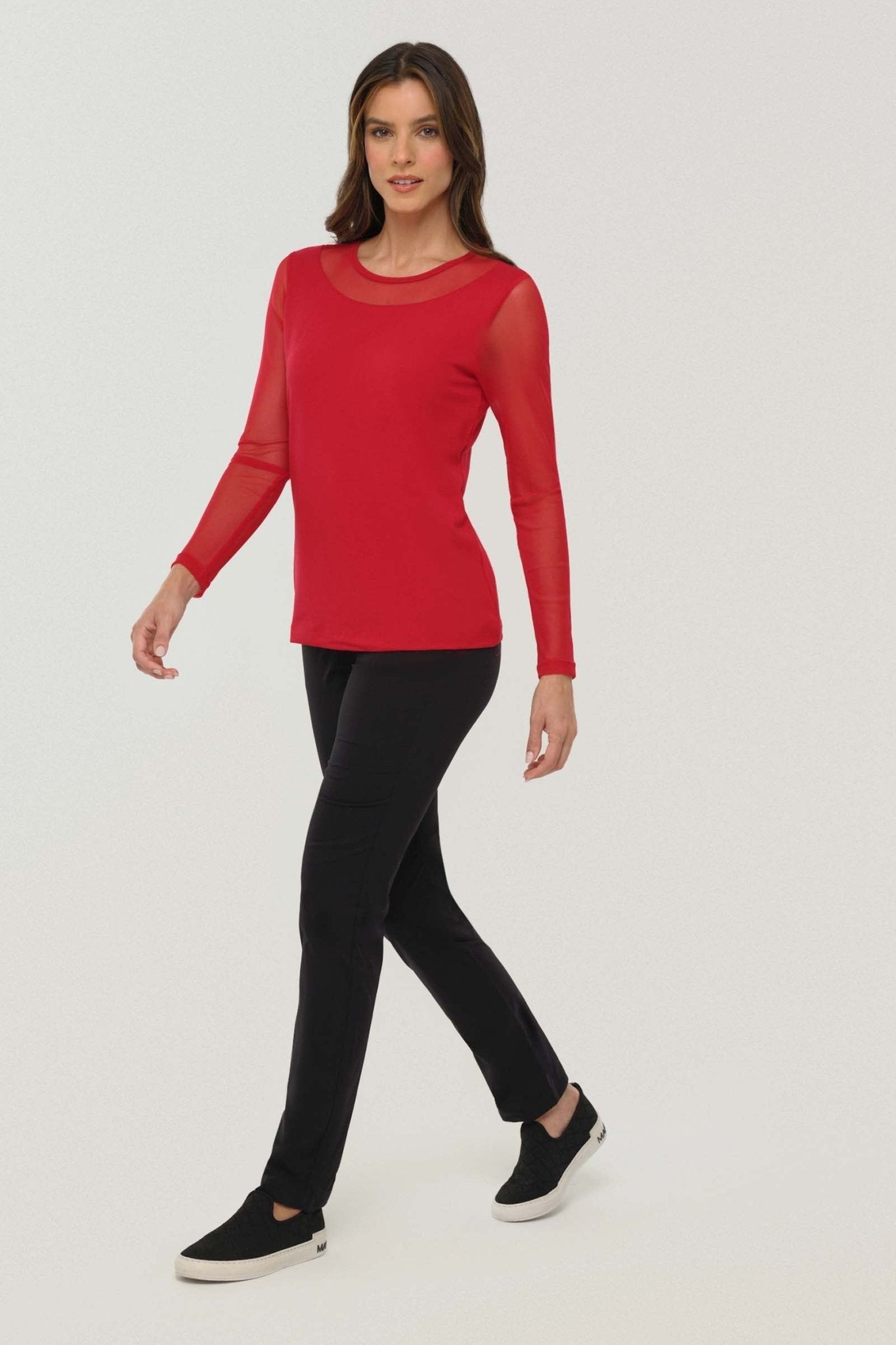 Kim Mesh-Sleeve Top in Pima Modal by Anatomie at Shirley Shoppe