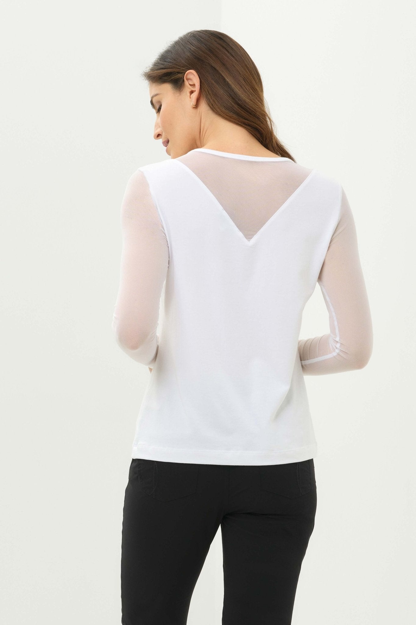 Kim Mesh-Sleeve Top in Pima Modal by Anatomie at Shirley Shoppe