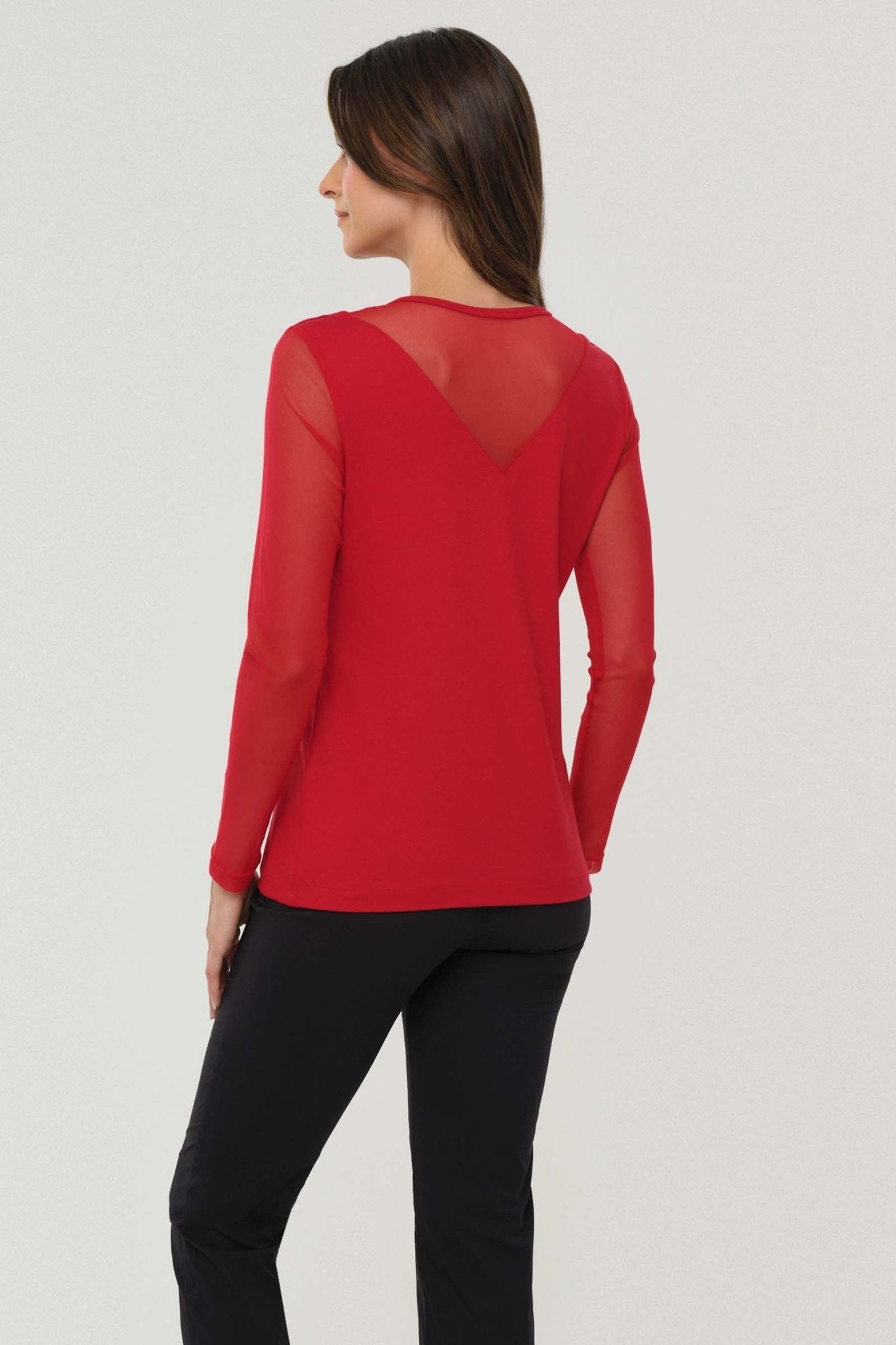 Kim Mesh-Sleeve Top in Pima Modal by Anatomie at Shirley Shoppe