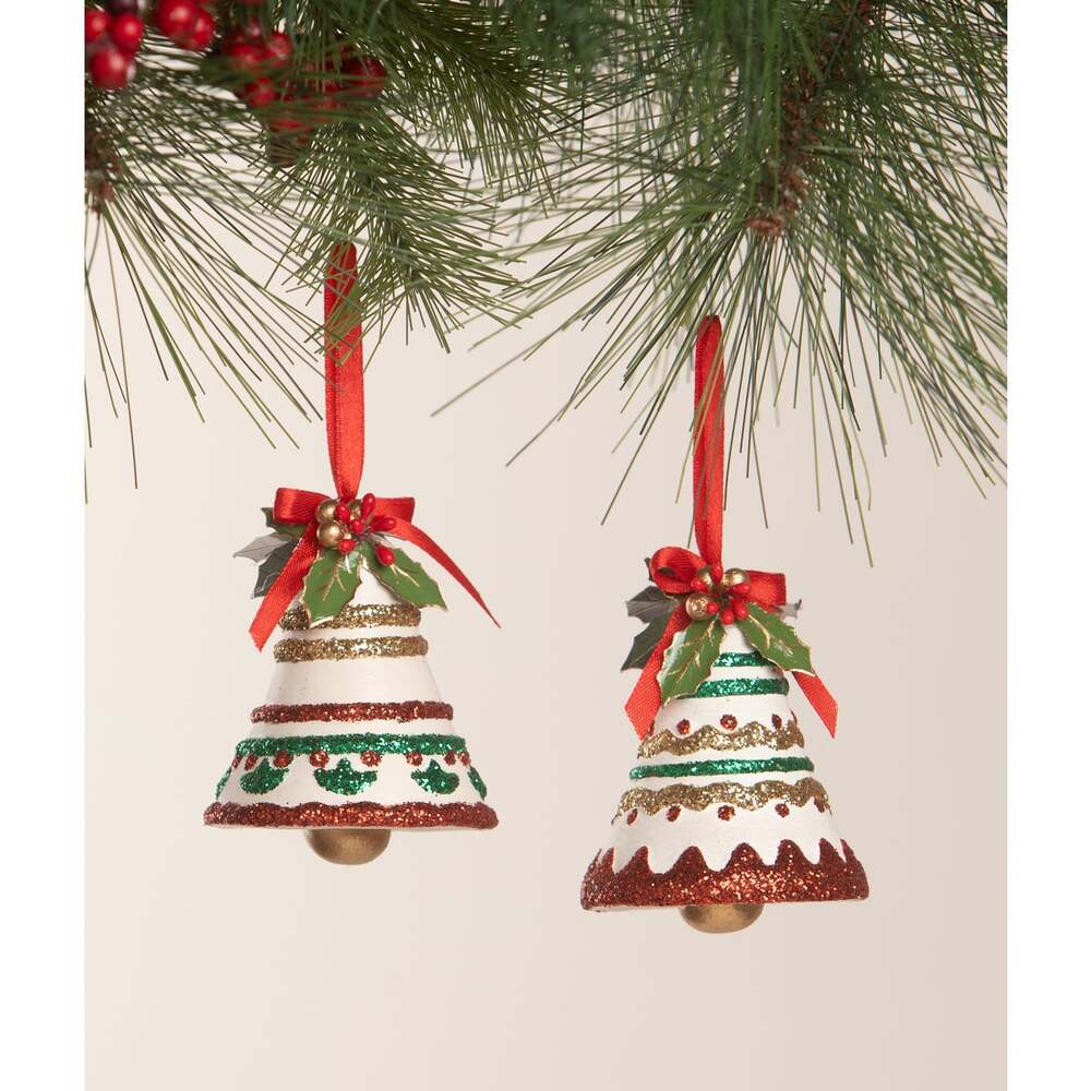 Kitschmas Fun Set/2 Bell Ornaments by Bethany Lowe Designs by Quirks! at Shirley Shoppe
