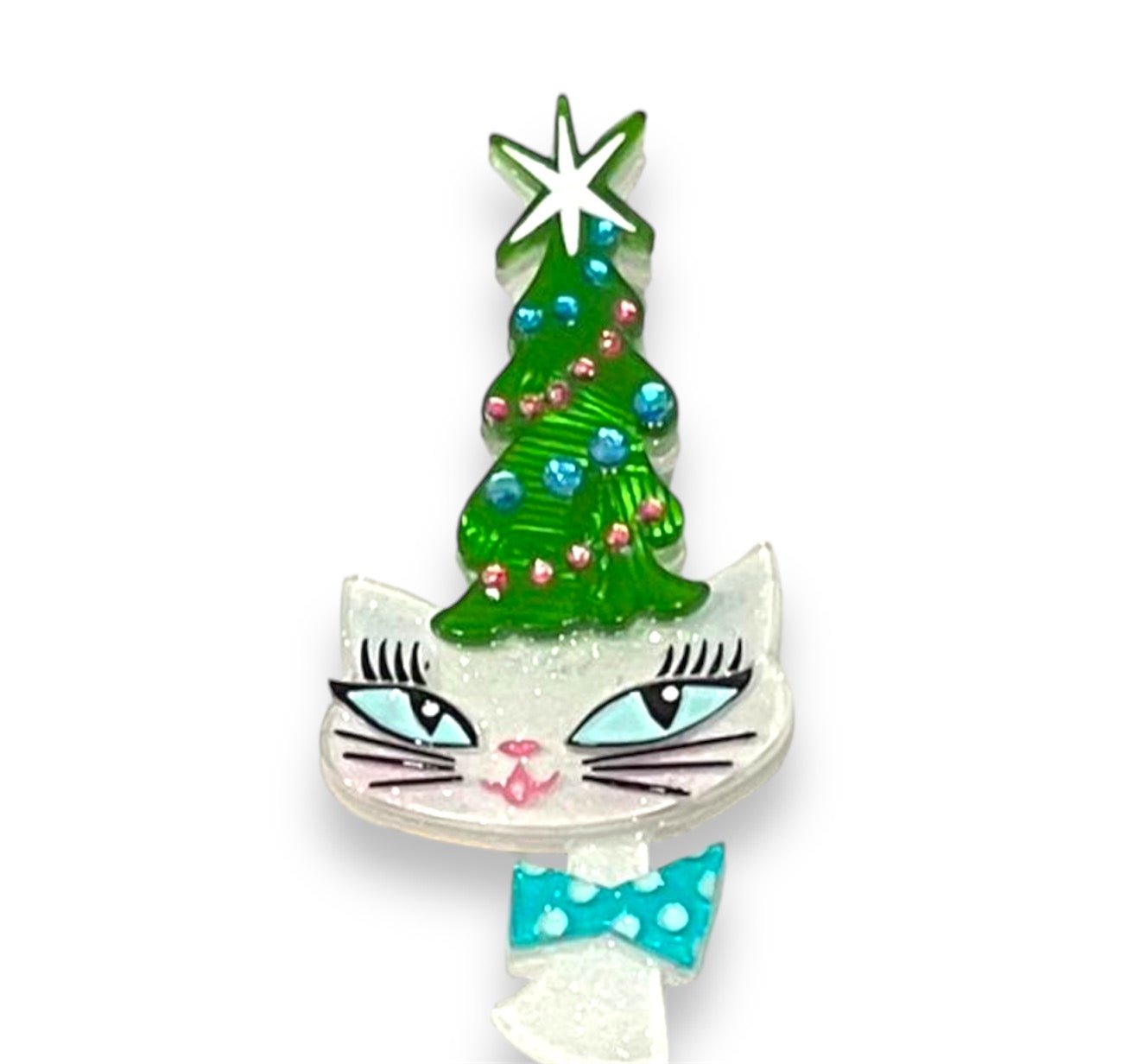 Kitty Christmas Hat Brooch by Miss Fluff x Lipstick & Chrome by Quirks! at Shirley Shoppe