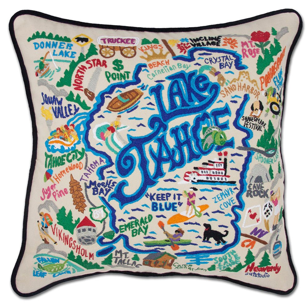 Lake Tahoe Hand - Embroidered Pillow by Quirks! at Shirley Shoppe