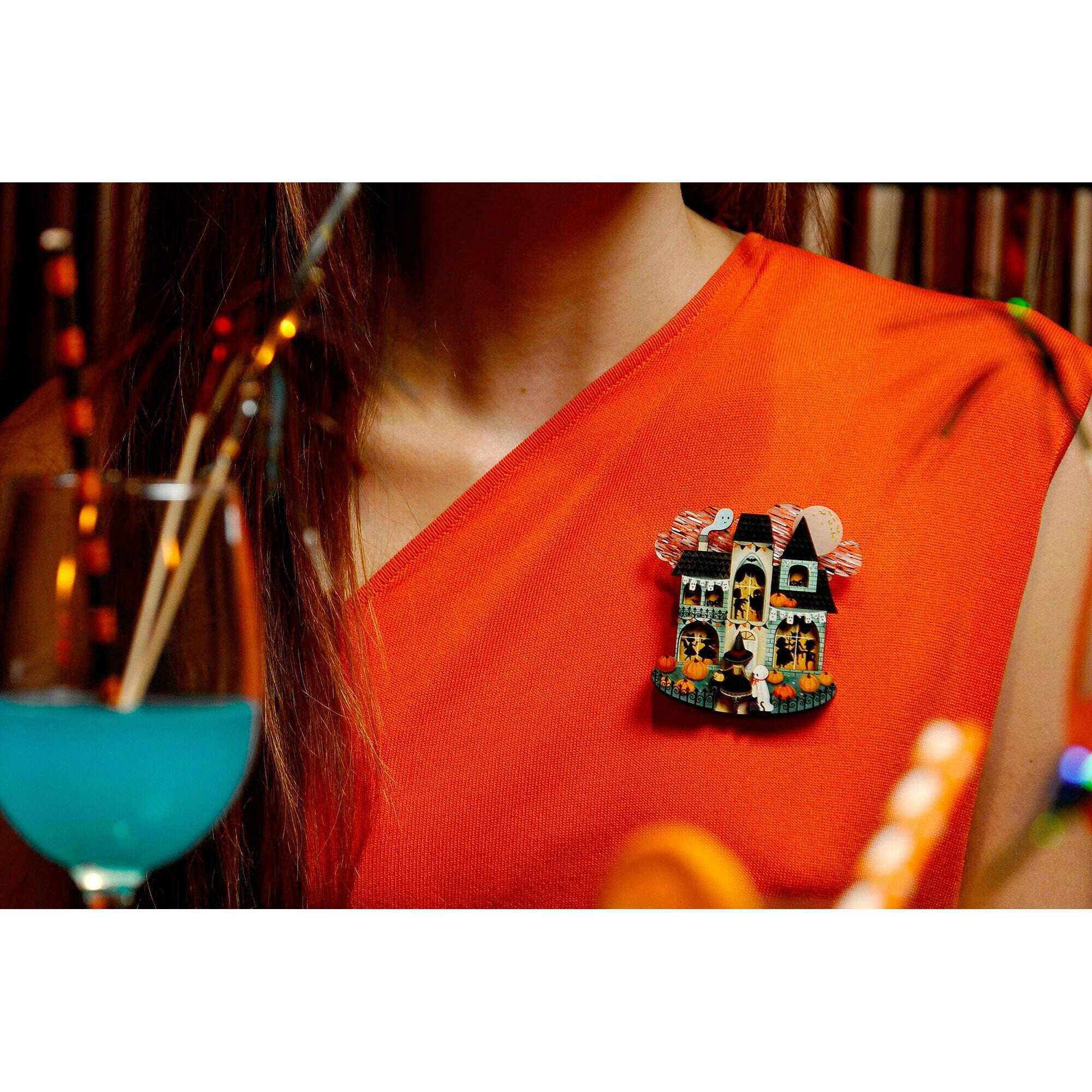 Halloween Party House Brooch by Laliblue