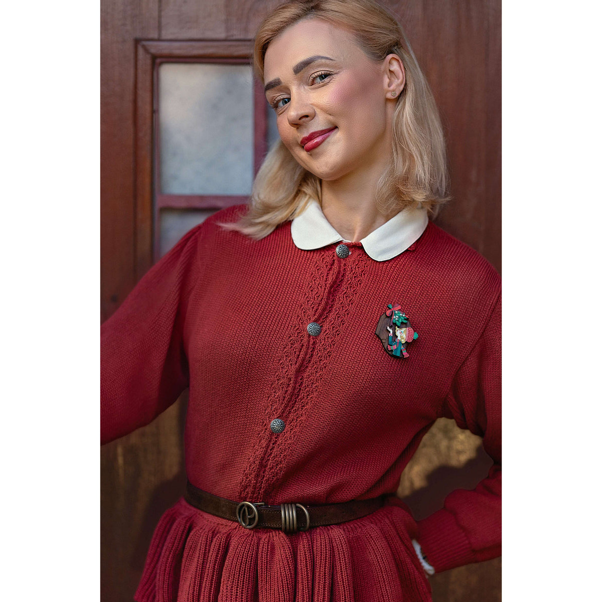 Kiss Me Under the Mistletoe Brooch by Laliblue | PRE-ORDER SHIPS IN 2-3 WEEKS