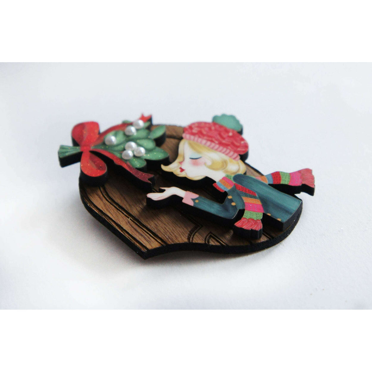 Kiss Me Under the Mistletoe Brooch by Laliblue | PRE-ORDER SHIPS IN 2-3 WEEKS