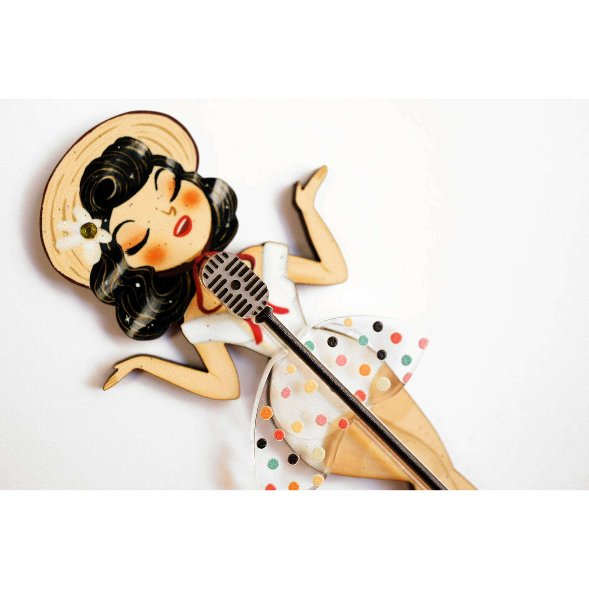 Pin Up Singer w/ Victrola Brooch by Laliblue | PRE-ORDER SHIPS IN 2-3 WEEKS