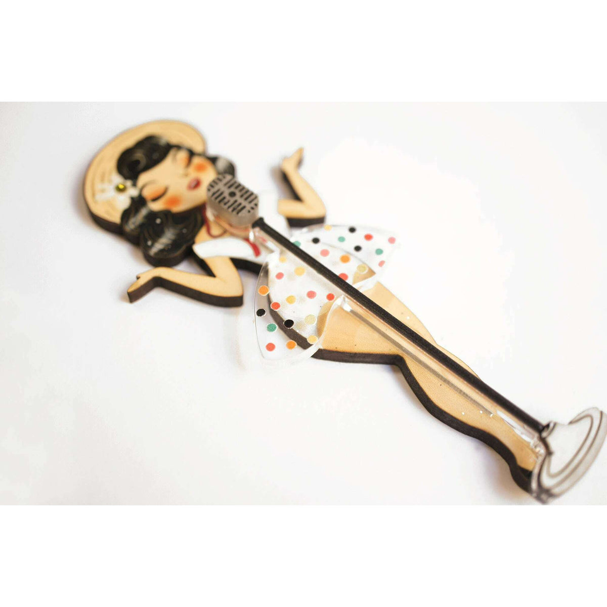 Pin Up Singer w/ Victrola Brooch by Laliblue | PRE-ORDER SHIPS IN 2-3 WEEKS