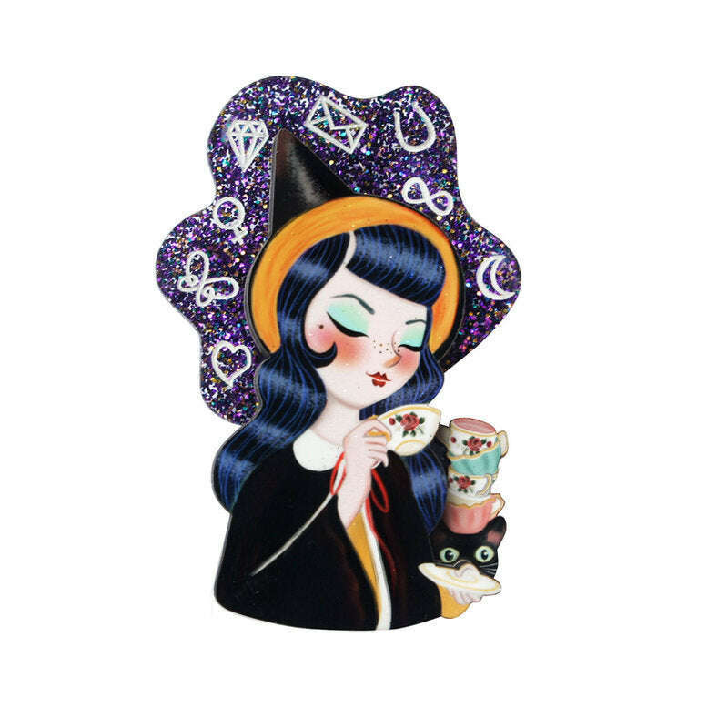 Witch Reading Tasseomancy Brooch by Laliblue