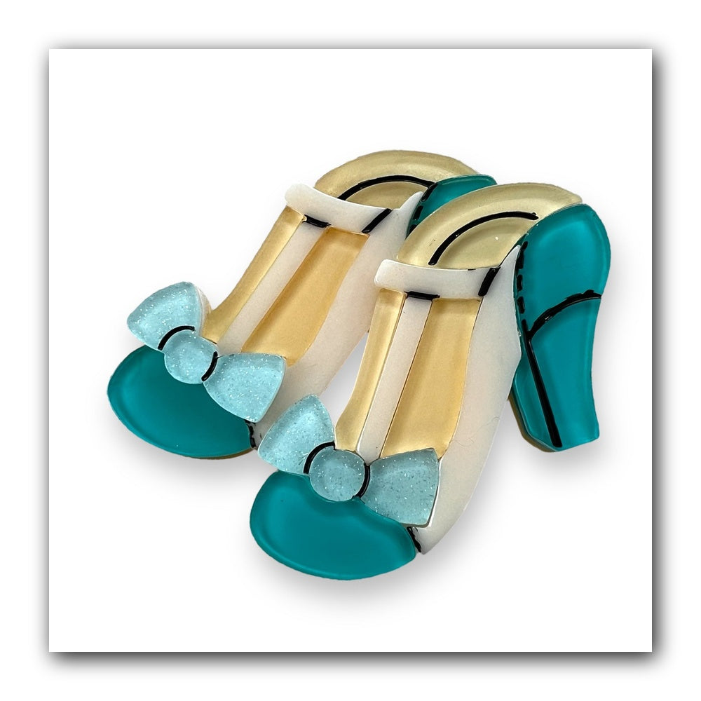 Flirty Footsteps Mini Brooch by Asia Ellington x Lipstick & Chrome — Vintage Glam Heels Acrylic Pin