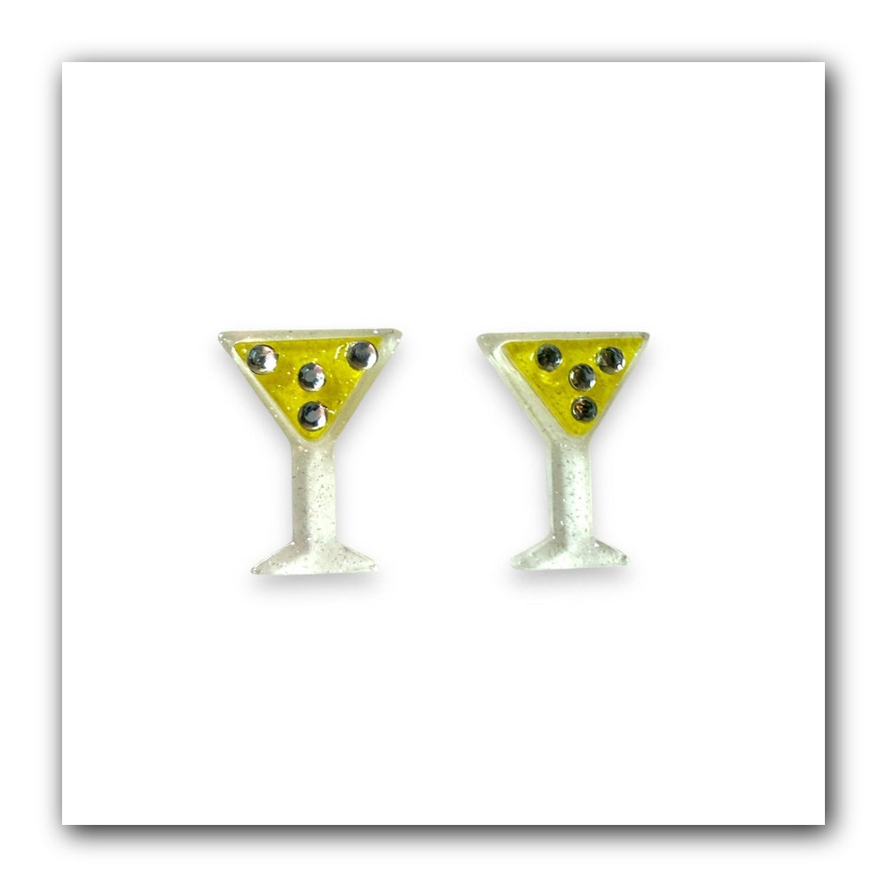 Itty-Bitty Martini Earrings by Lipstick & Chrome — Mini Cocktail Drop Earrings