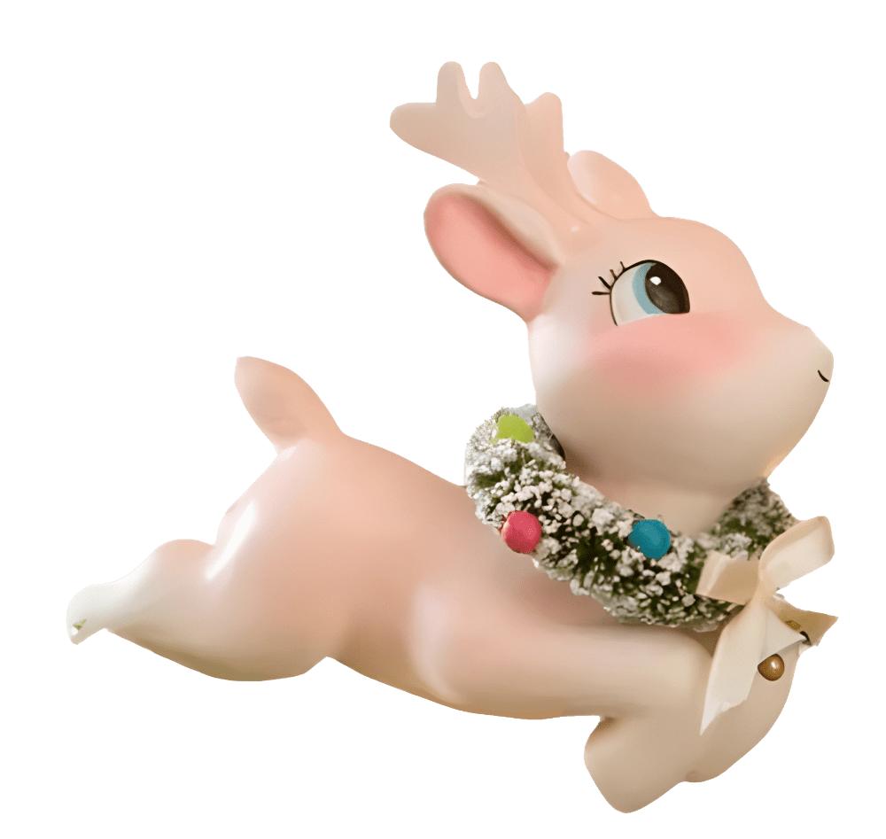 Leaping High Pink Reindeer Clip Ornament by Bethany Lowe by Quirks! at Shirley Shoppe