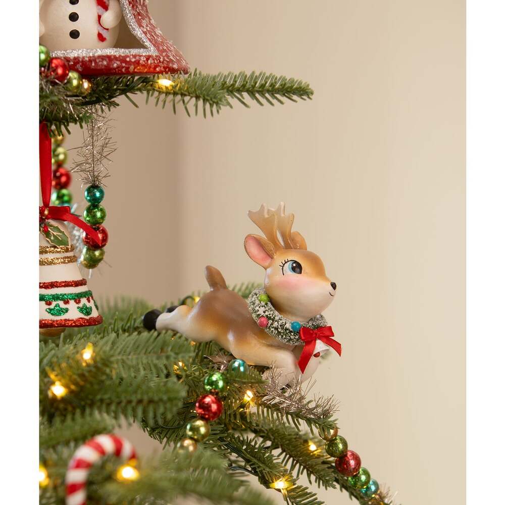 Leaping High Reindeer Clip Ornament by Bethany Lowe