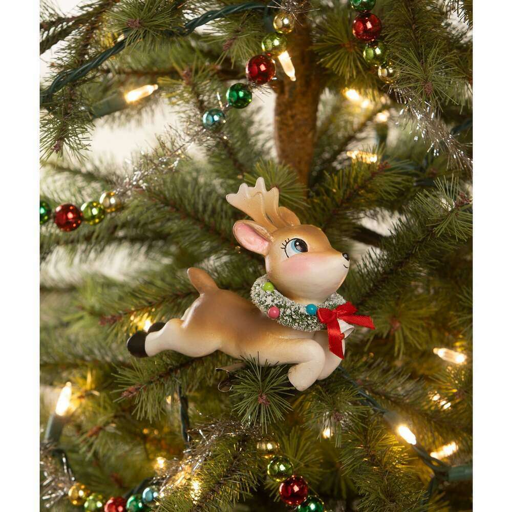 Leaping High Reindeer Clip Ornament by Bethany Lowe
