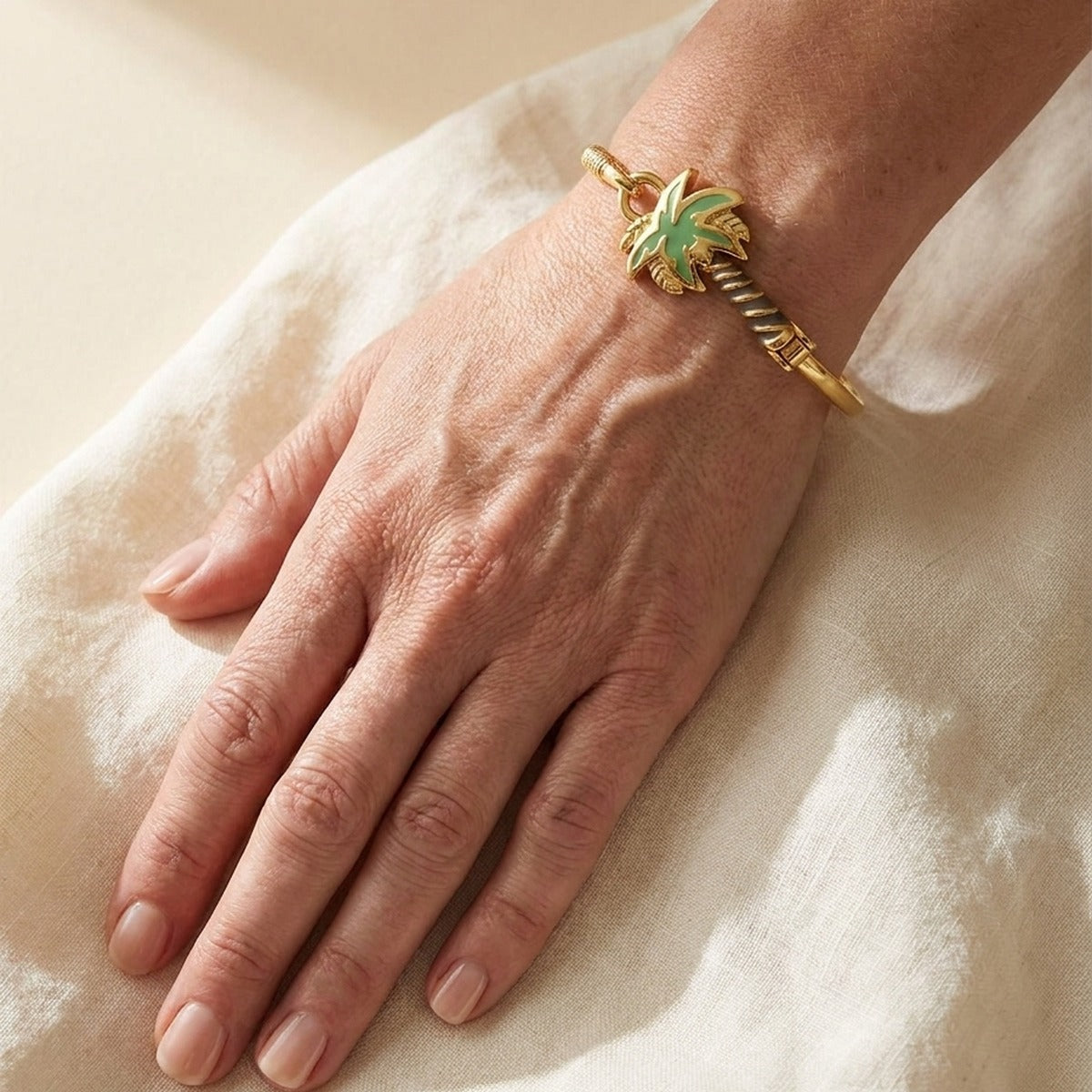 Eau Palm Tree Bangle — Bold Hook Clasp