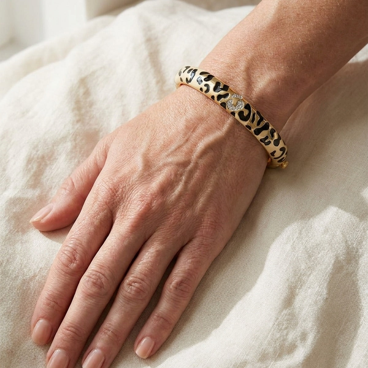 Sweet Leopard Bangle — Slim Spotted Hinge
