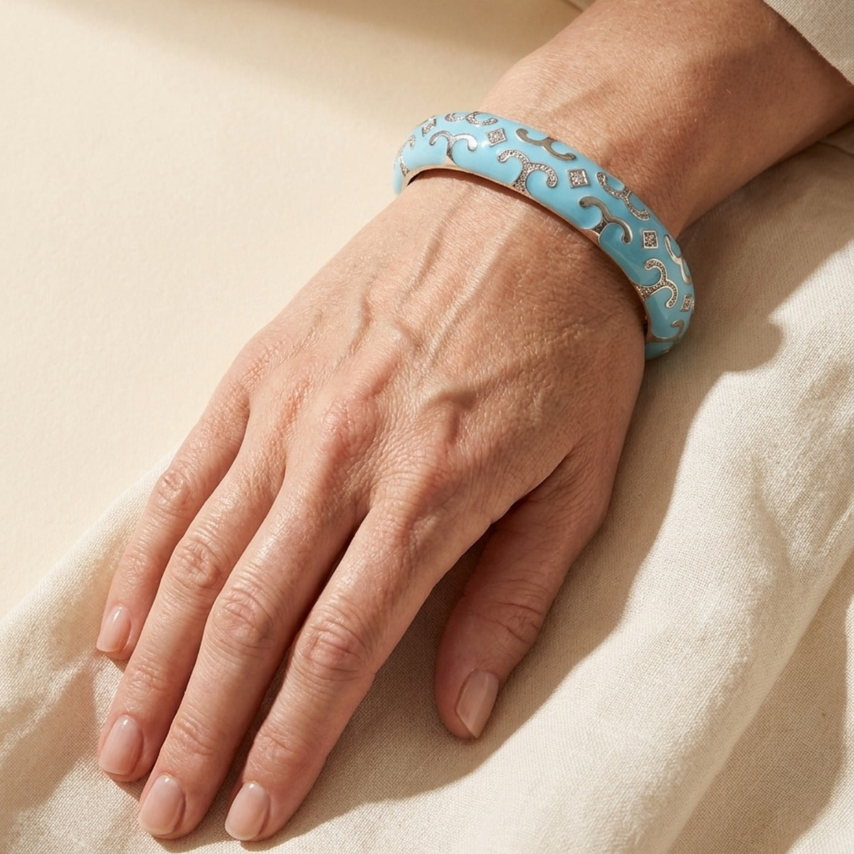 Enamel Engagement — Scroll Cuff