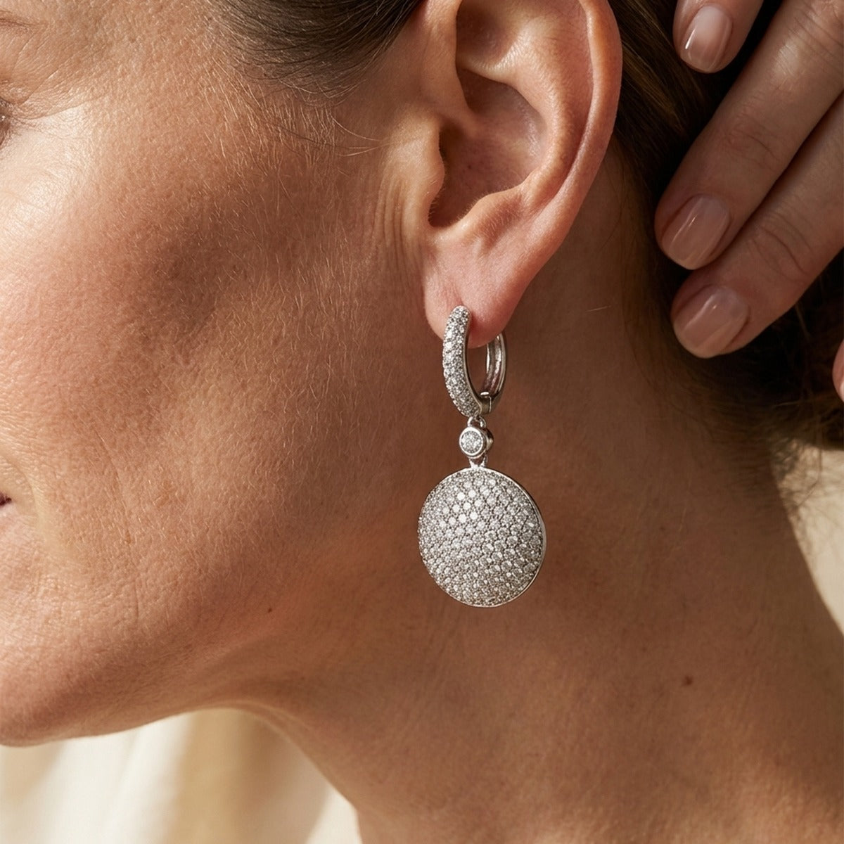 Glamour Pave Medallion Earrings