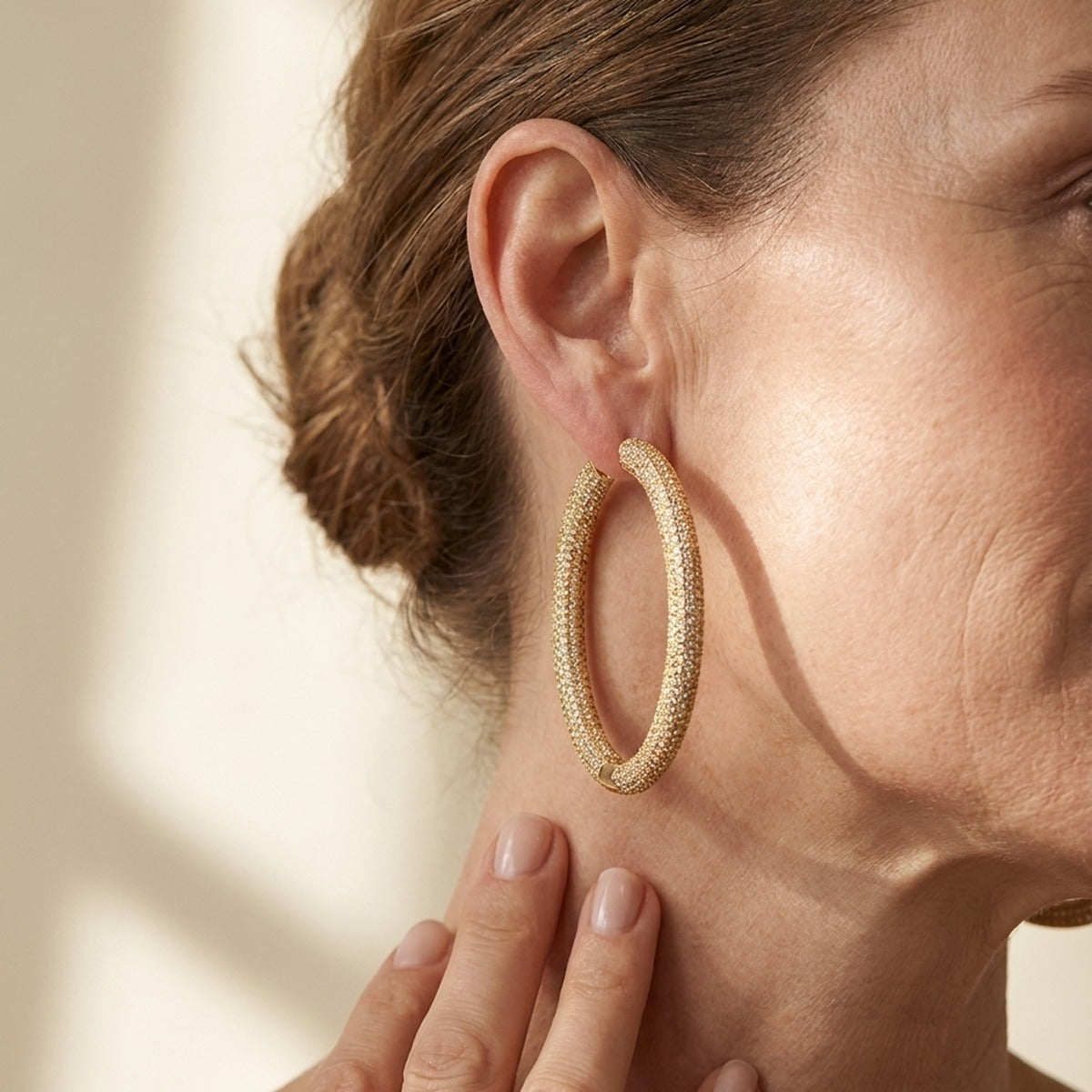 Shimmer and Glimmer Pave Round Earrings