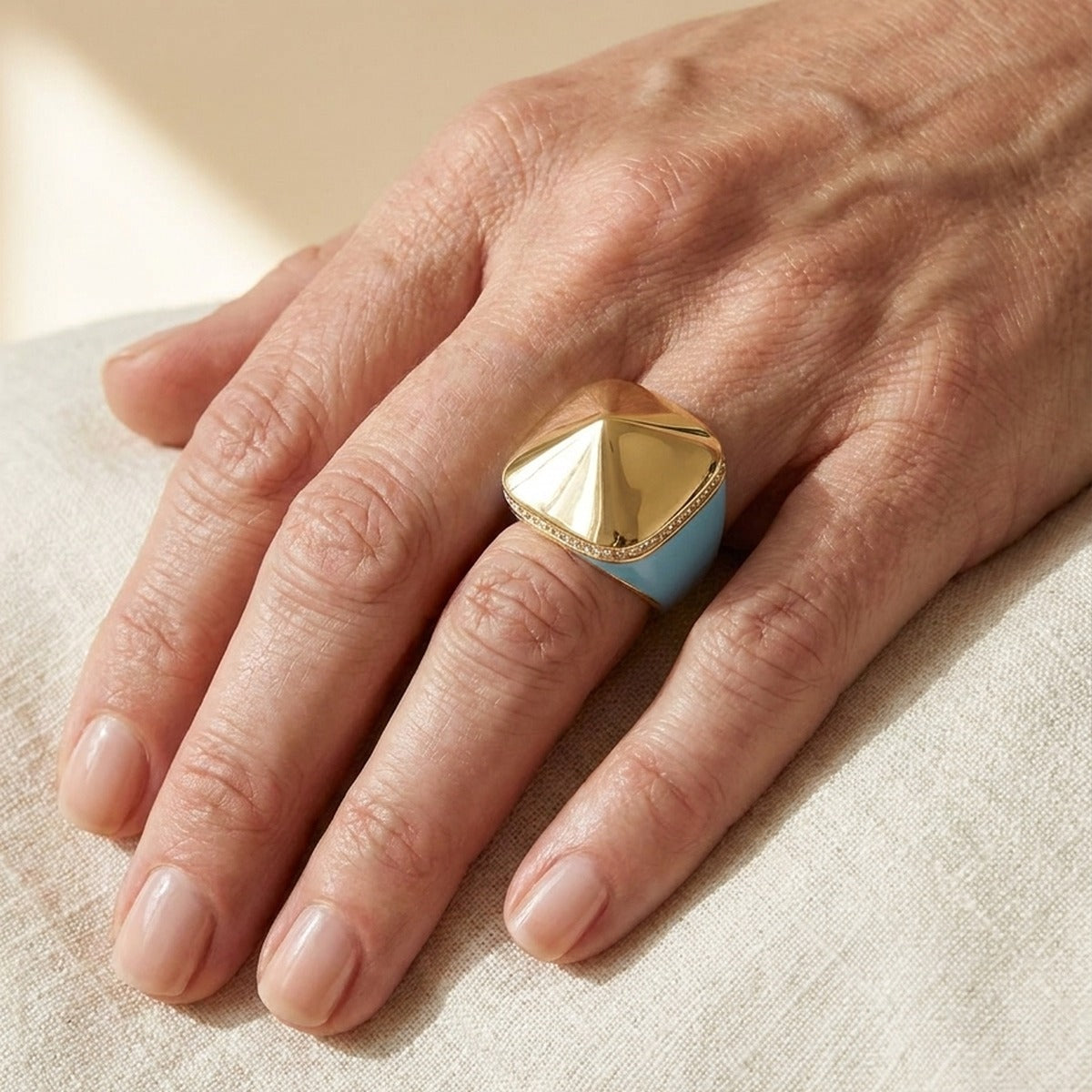 Chunky Town Ring — Polished Cushion