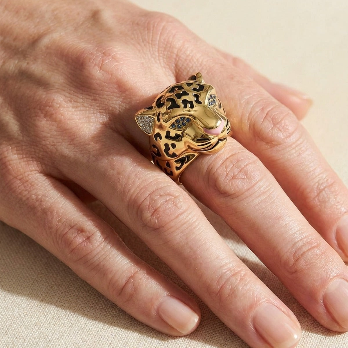 Sweet Leopard Cocktail Ring — Statement Head