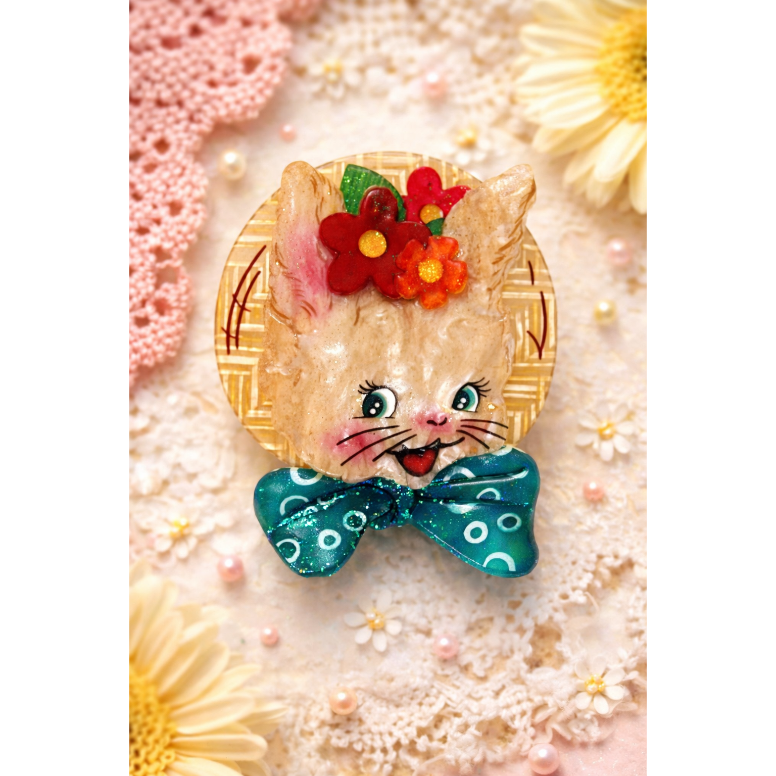 Bunny Bloom Brooch by Lipstick & Chrome