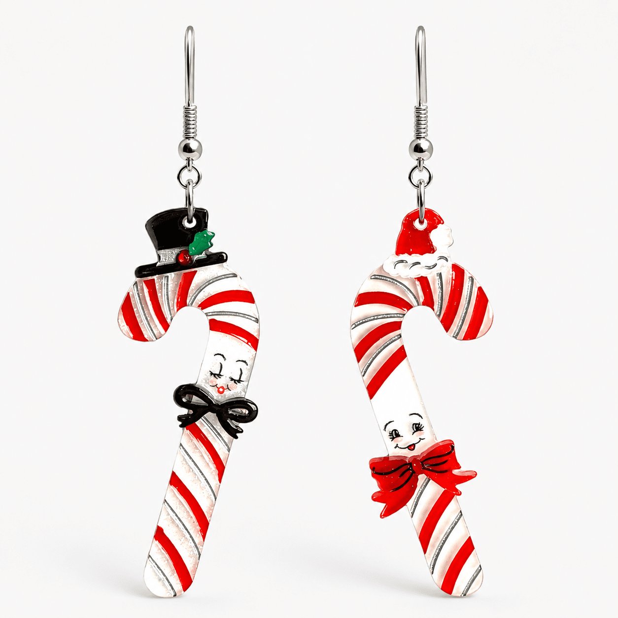 Candy Cane Couple Earrings by 50's Vintage Dame x Lipstick & Chrome