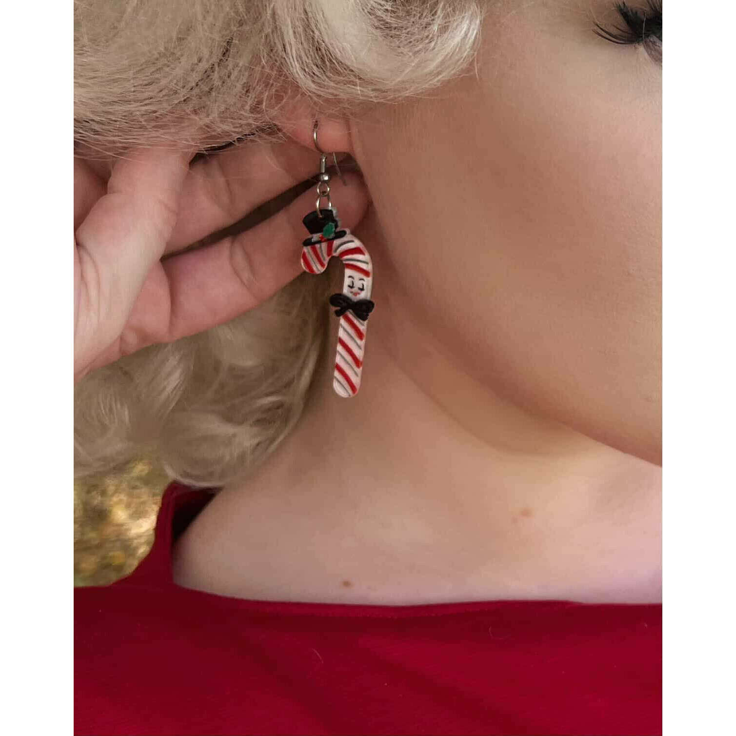 Candy Cane Couple Earrings by 50's Vintage Dame x Lipstick & Chrome