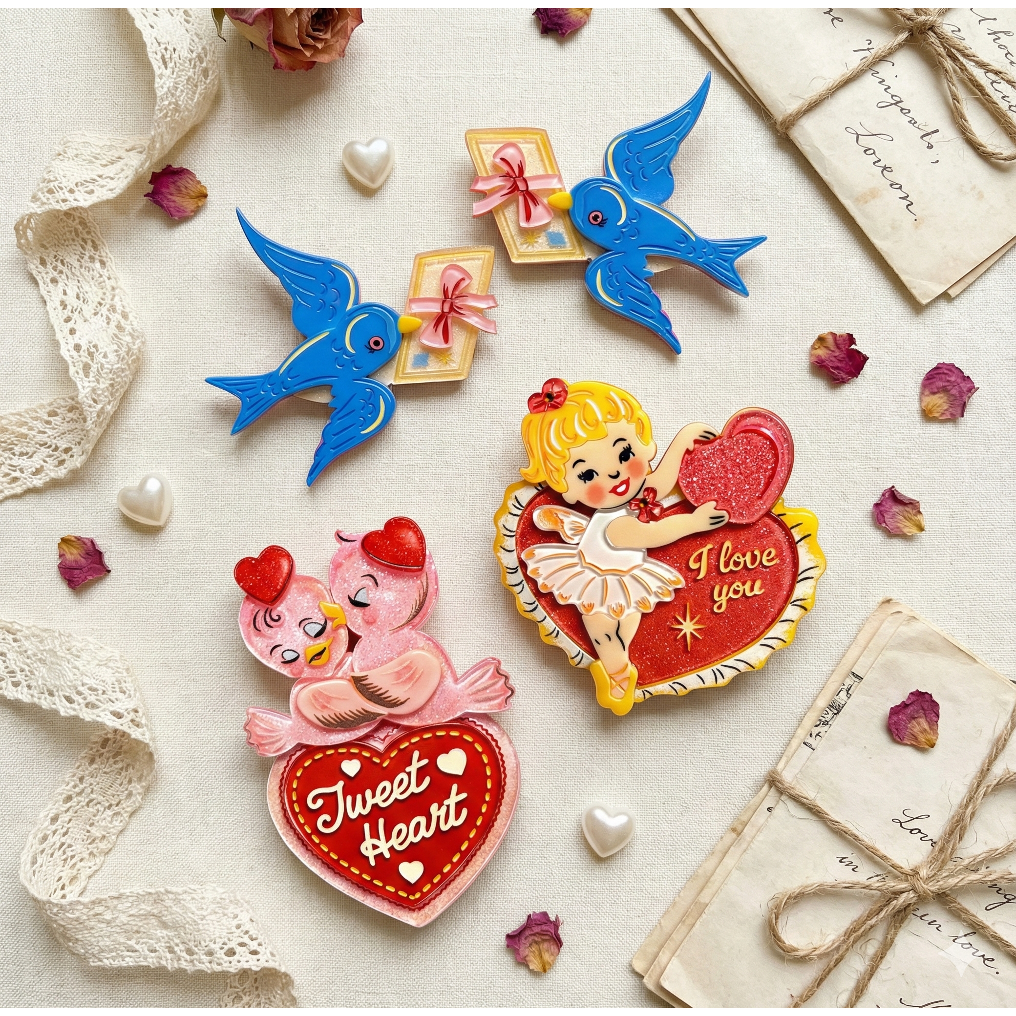 Tweet Heart Brooch by 50's Vintage Dame x Lipstick & Chrome