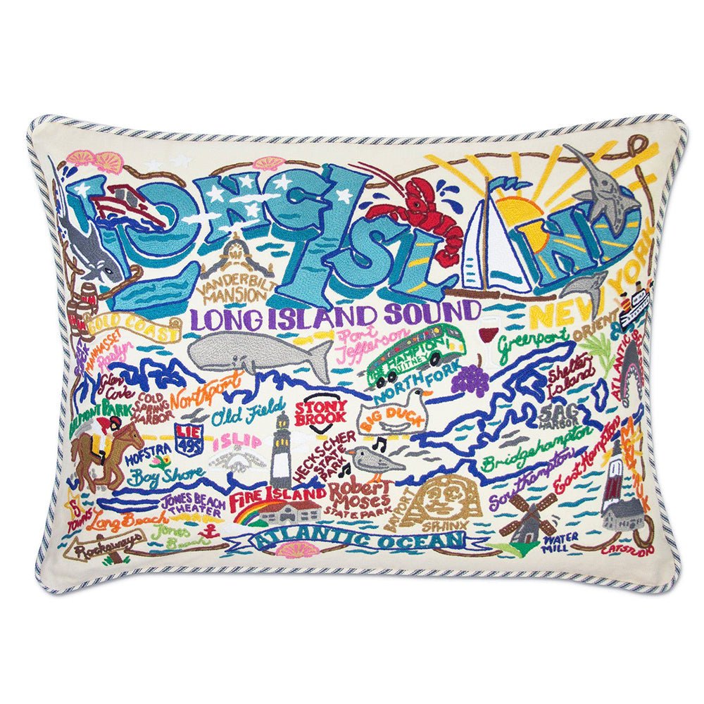 Long Island Hand - Embroidered Pillow by Quirks! at Shirley Shoppe