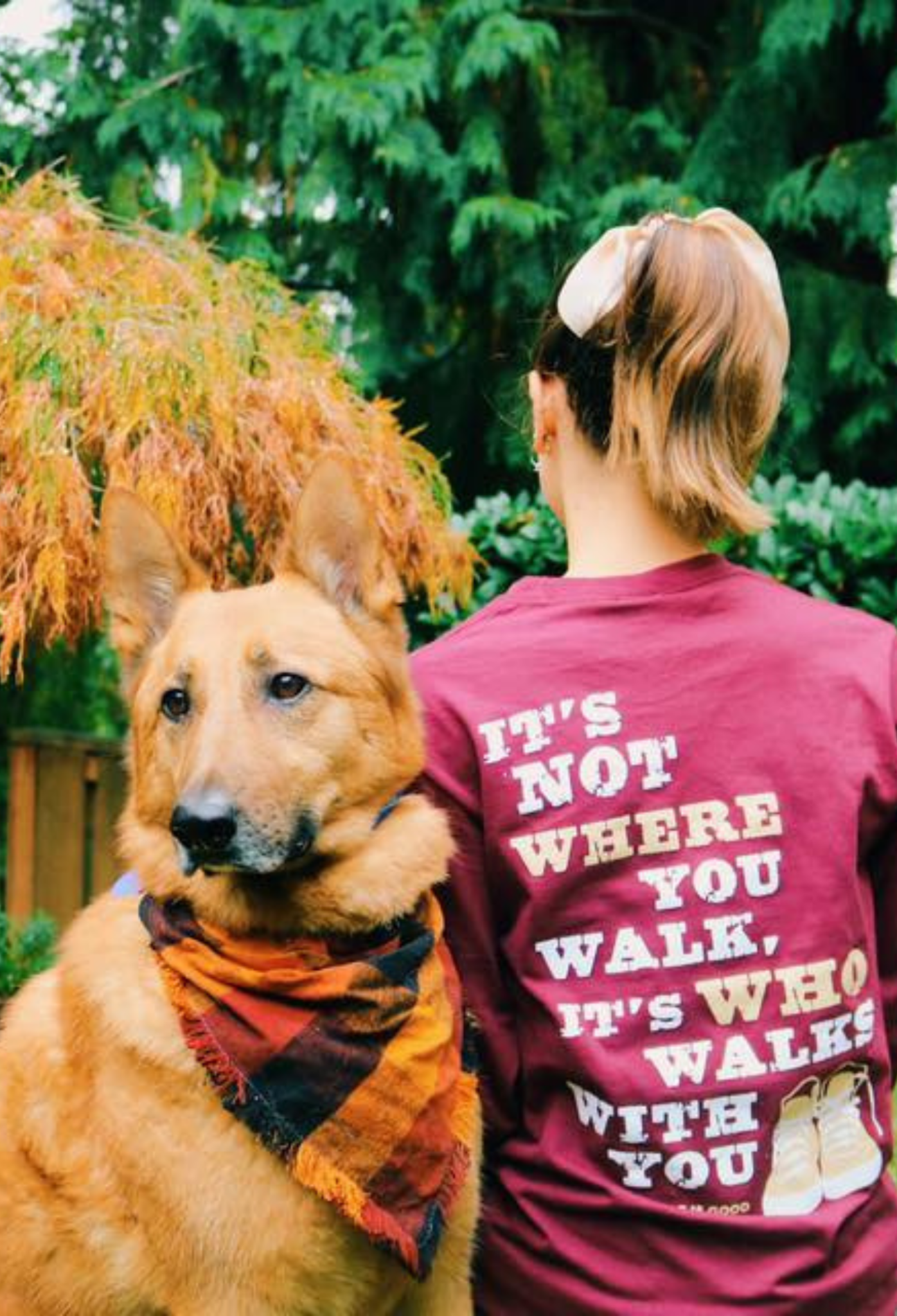 Long Sleeve T-shirt: Never Walk Alone (Maroon) by Dog is Good at Shirley Shoppe