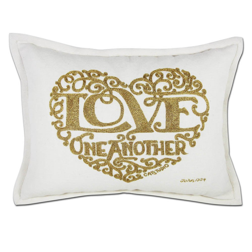 Love Heart Love Letters Hand - Embroidered Pillow - Available in Gold or Silver by CatStudio by Quirks! at Shirley Shoppe