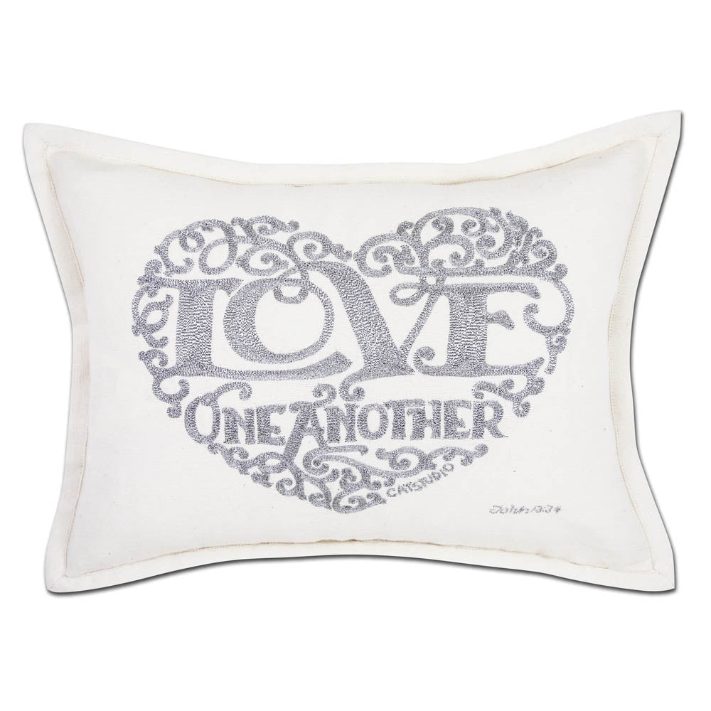 Love Heart Love Letters Hand - Embroidered Pillow - Available in Gold or Silver by CatStudio by Quirks! at Shirley Shoppe