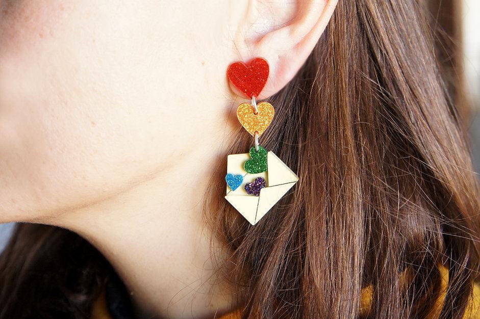 Love Letters Earrings by Laliblue - Rainbow by Quirks! at Shirley Shoppe