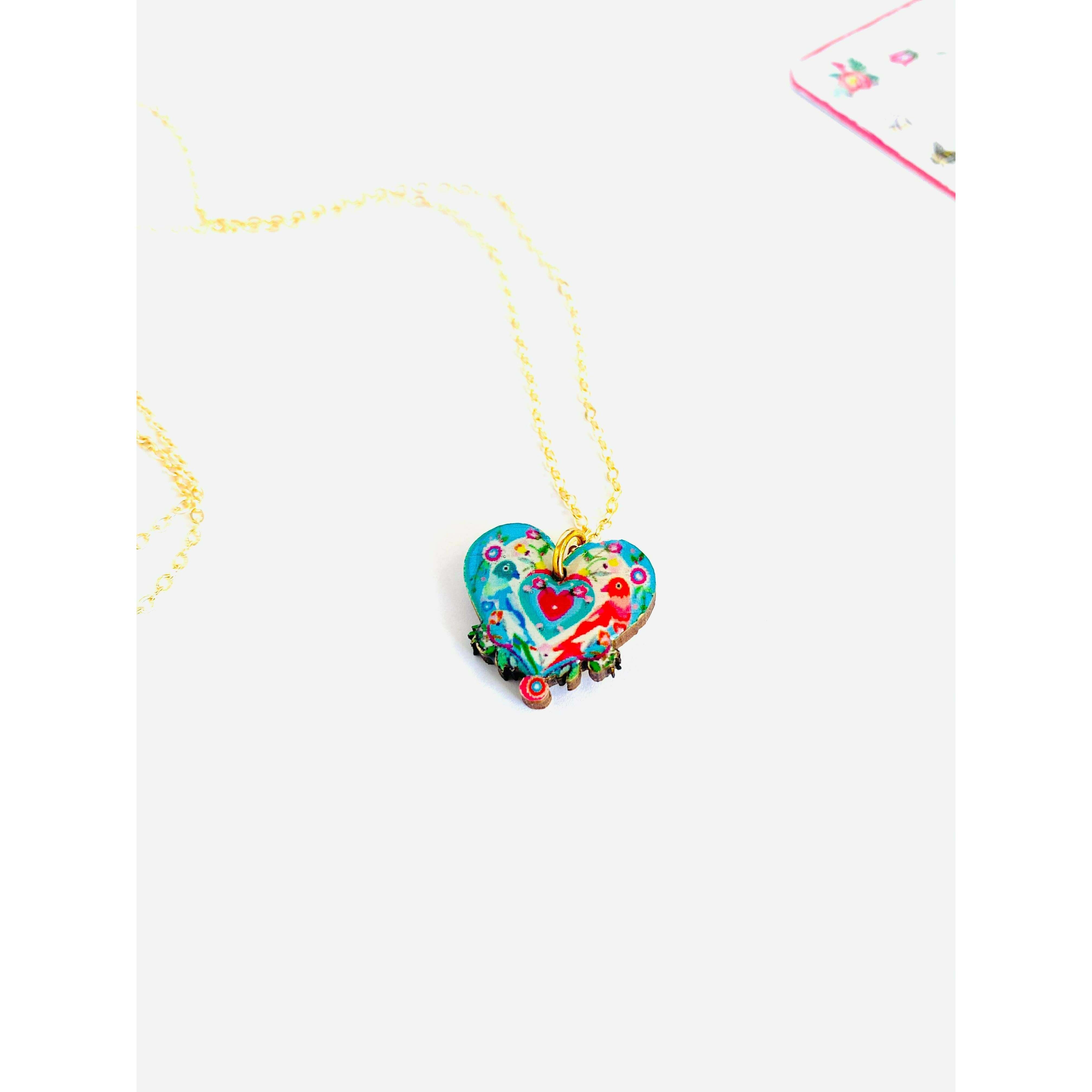 Lovebird Necklace on Gold Chain by Rosie Rose Parker