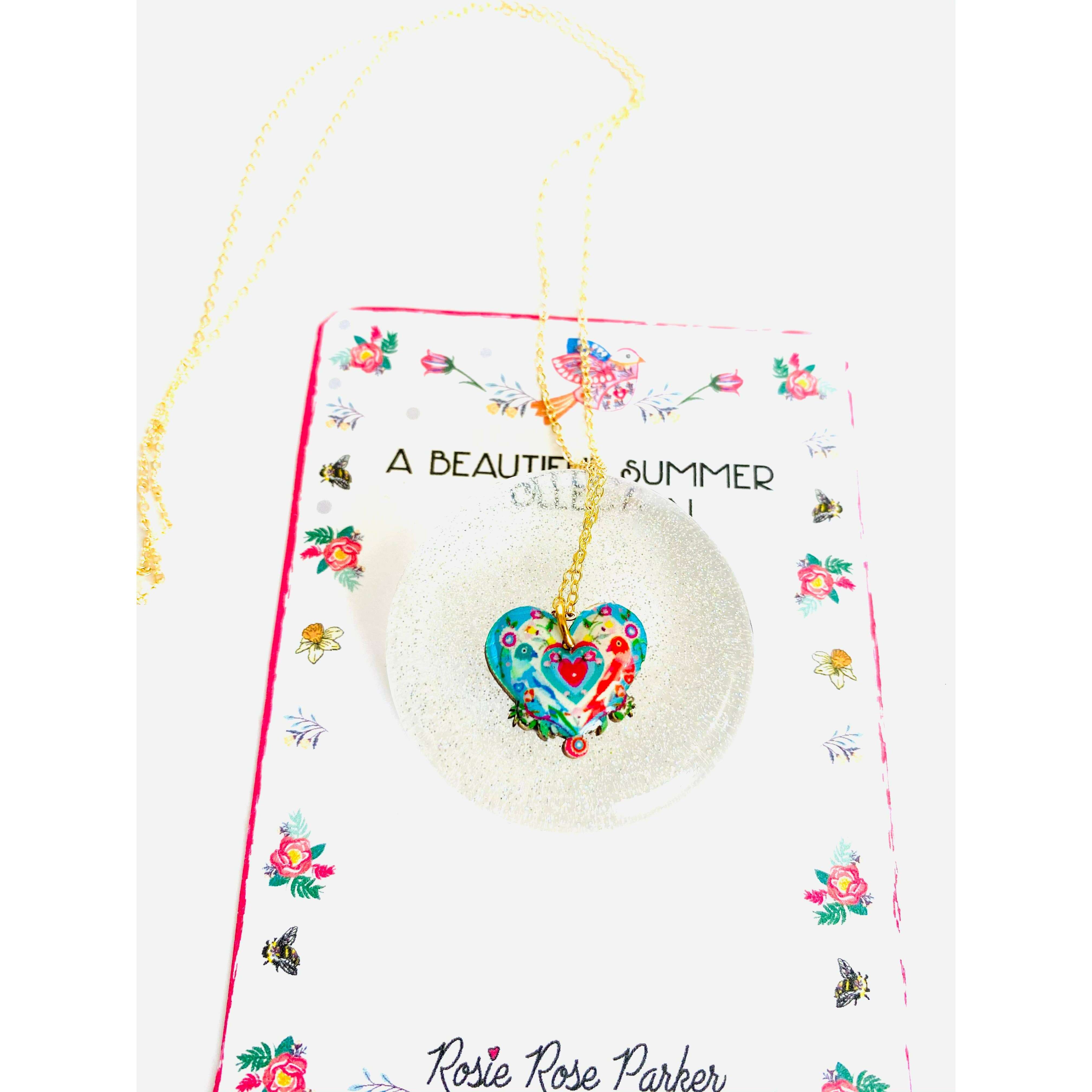 Lovebird Necklace on Gold Chain by Rosie Rose Parker