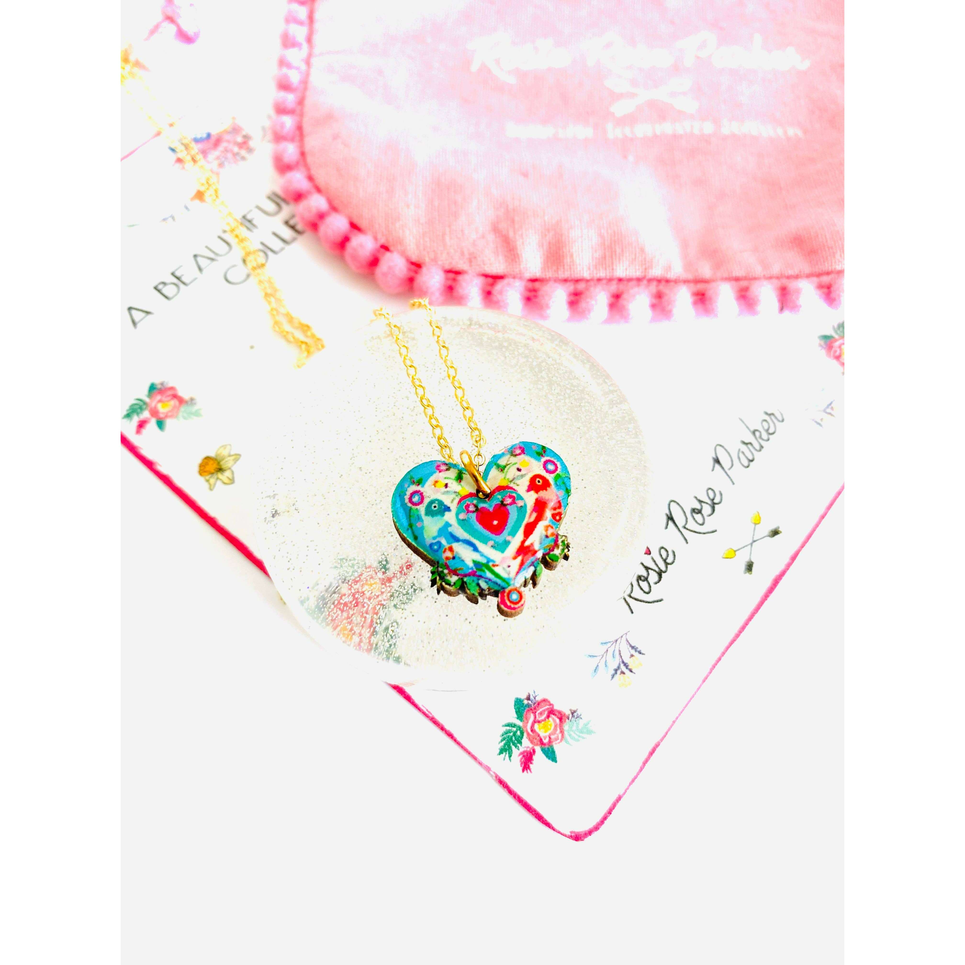 Lovebird Necklace on Gold Chain by Rosie Rose Parker