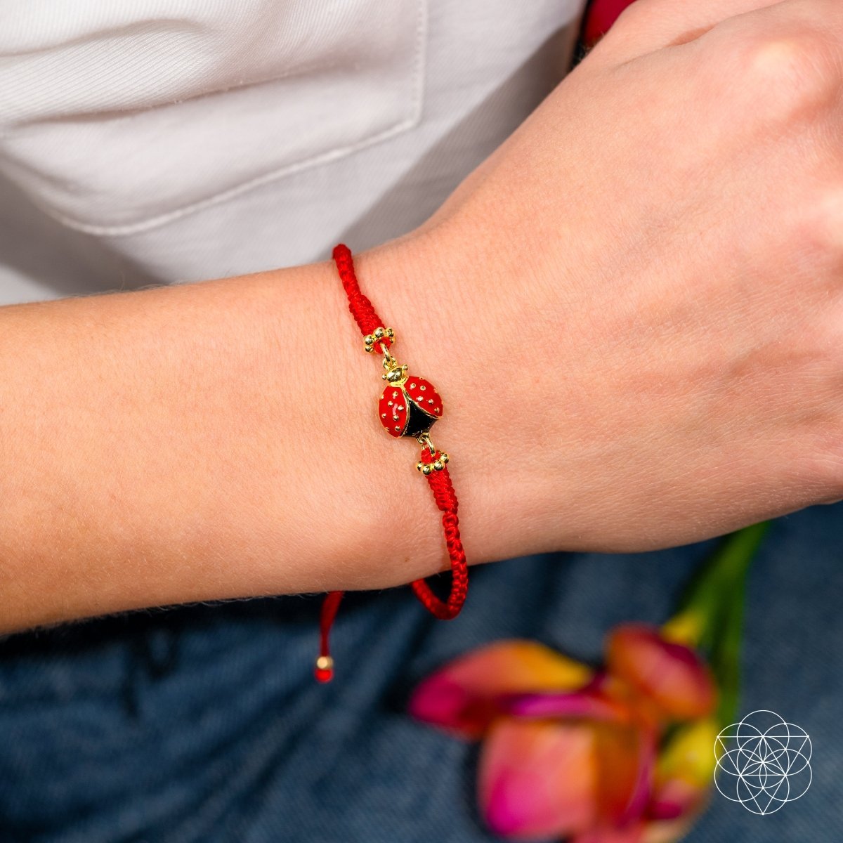 Lucky Ladybug - Four-Strand Red String Bracelet by Conscious Items at Shirley Shoppe