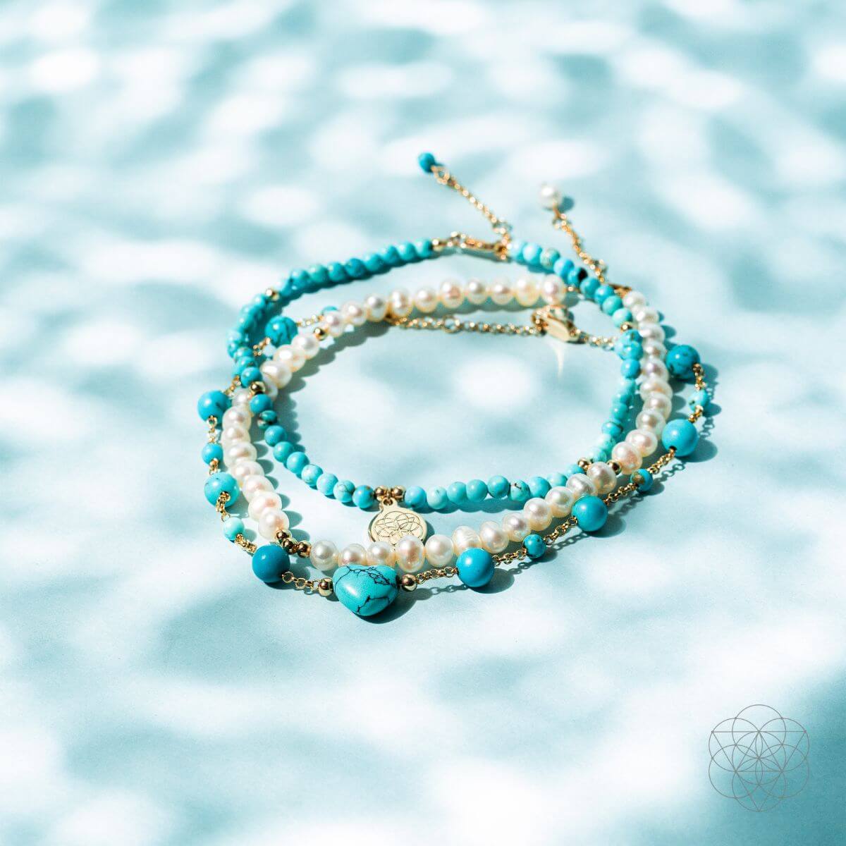 Luminous Glow - The Turquoise and Pearl Anklets of Love by Conscious Items at Shirley Shoppe