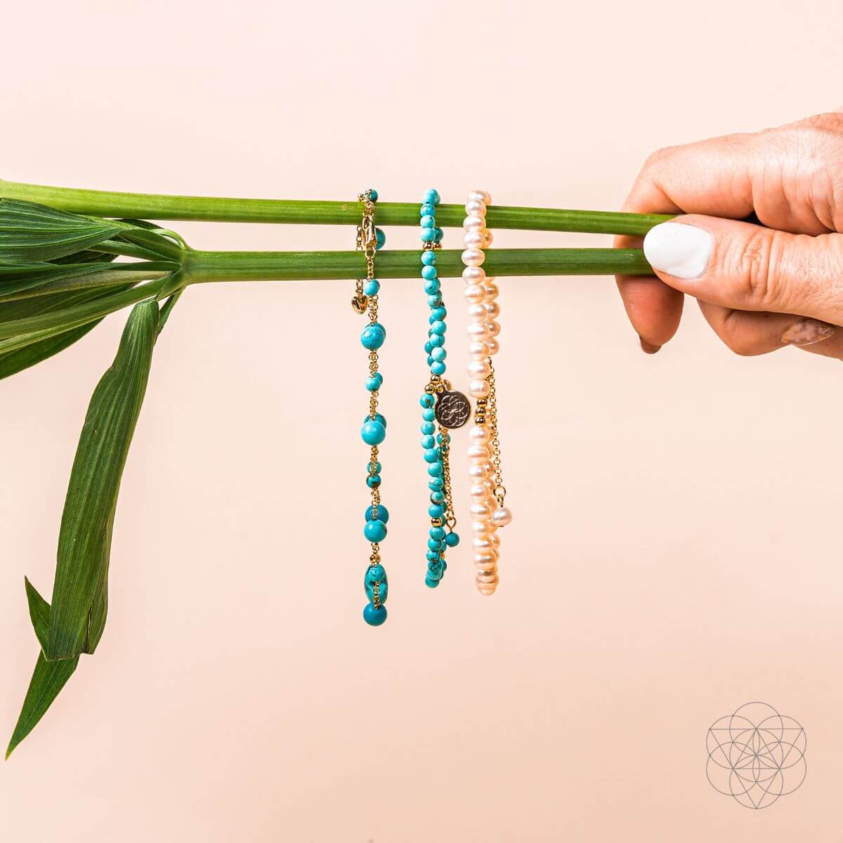 Luminous Glow - The Turquoise and Pearl Anklets of Love by Conscious Items at Shirley Shoppe