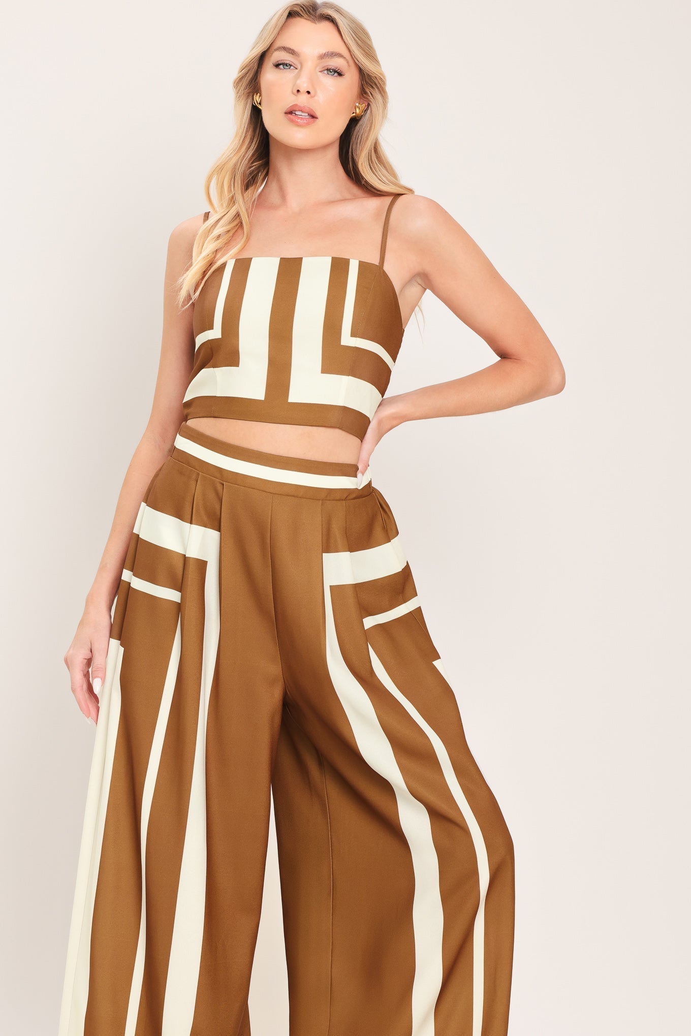 LUXE COAST WOVEN TOP AND PANT SET by Flying Tomato at Shirley Shoppe