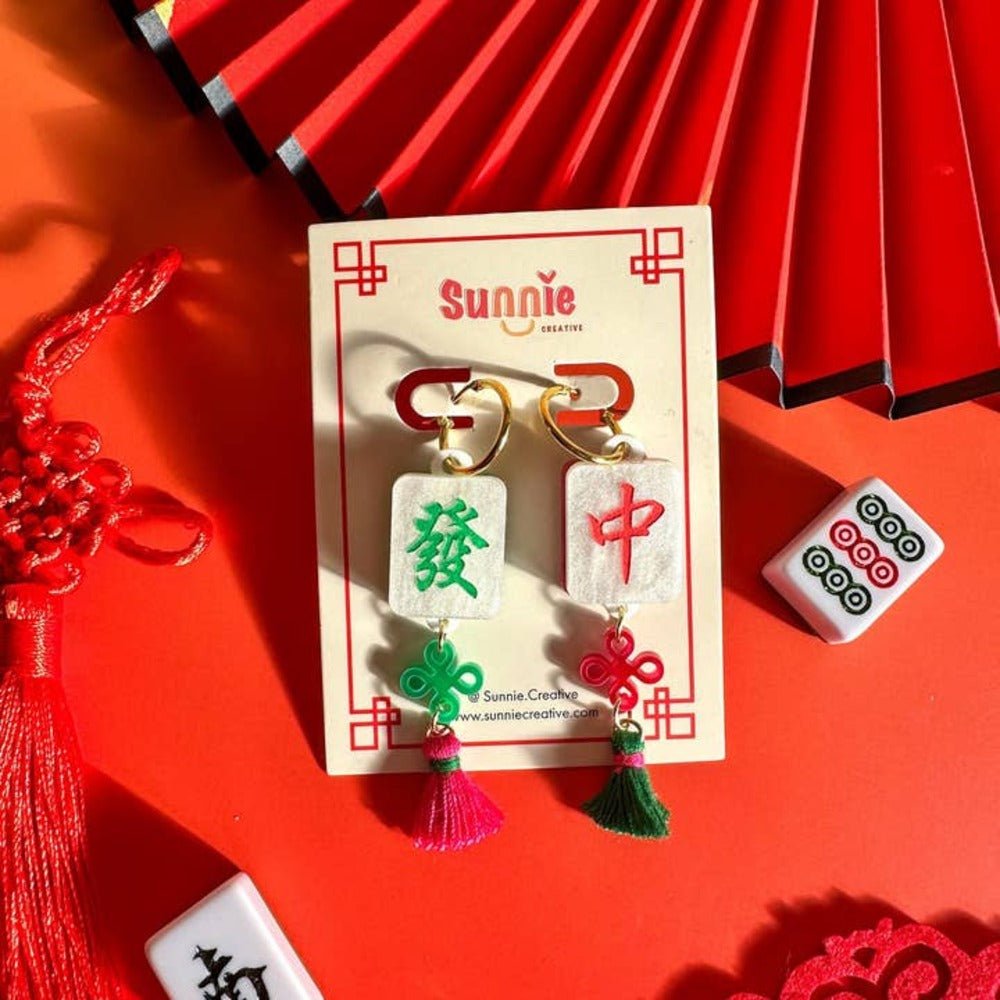 Mahjong Acrylic Earrings by Quirks! at Shirley Shoppe