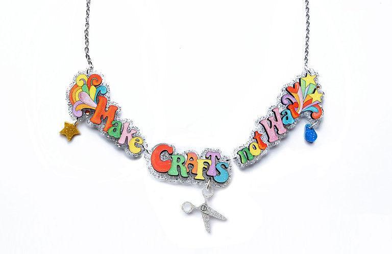 Make Crafts Not War Necklace by Laliblue – Retro Statement Necklace Vintage Inspired by Quirks! at Shirley Shoppe